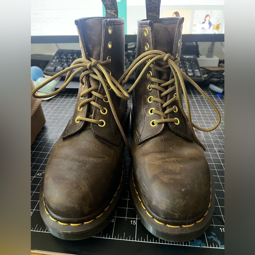 Original Dr. Martens 8-eye boot, size 8 women's, brown boots.